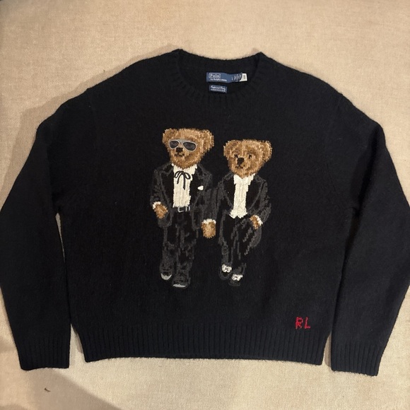 Polo Ralph Lauren Black Ralph & Ricky Special Edition Bear Sweater Jumper L - Picture 2 of 5